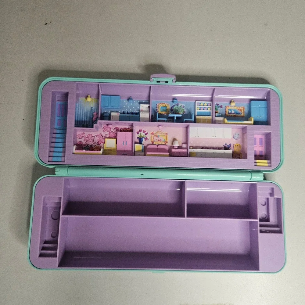 Vintage 1990 Polly Pocket Bluebird Pencil Case Only Teal Green Dollhouse